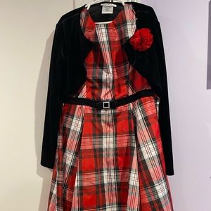 Christmas Dress with Black Jacket Top - Size 8